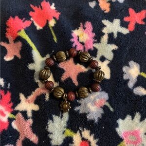 Wood and Brass Beaded Bracelet